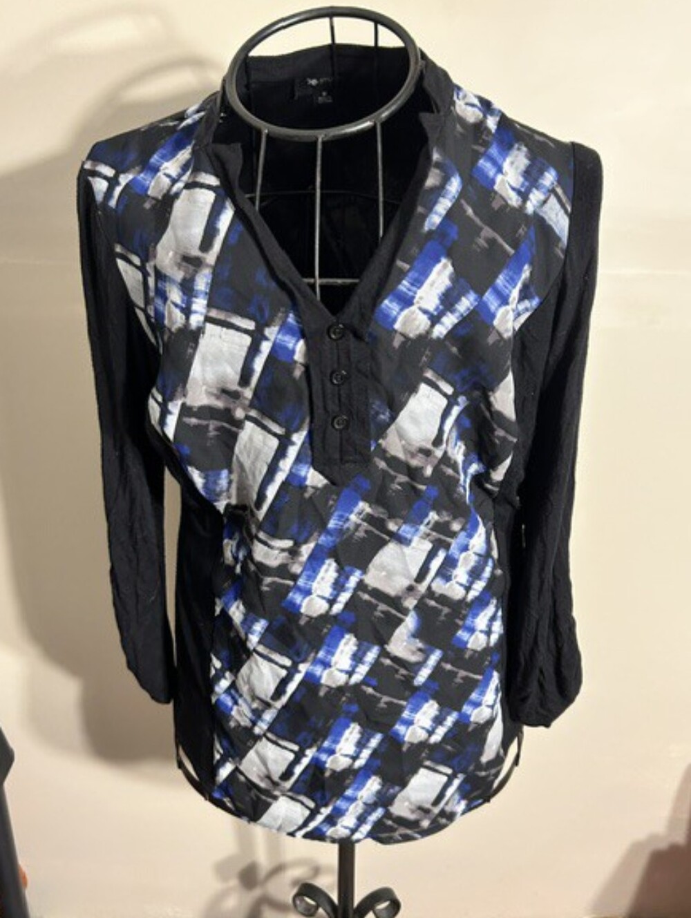 size large black blue  shirt womens blouse casual dress sleeve